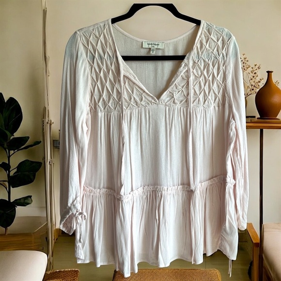 Haute Hippie Tribe Boho Blouse - Light Pink Textured Peasant Top, Size Medium - Picture 8 of 8